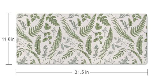 Large Gaming Mouse Pad with Stitched Edges, Desk Pad Extended Keyboard Mat, Non-Slip Rubber Base Mousepads for Laptop, Office, Home, 31.5X11.8 inch Leaves and Plants - color: Leaves and Plants