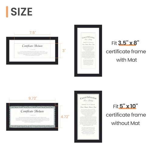 upsimples 5x10 Business License Frame, Display Document 3.5x8 with Mat or 5x10 without, Wall Hanging cosmetology license frame, Black, 1 Pack - color: Black, size: 5x10