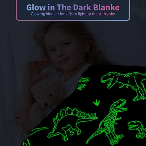 COMFAR Dinosaur Blanket for Boys, Dinosaur Glow in The Dark Blanket for Kids/Toddler/Baby, Soft Fleece Blankets and Throw, Birthday 40"x 50" - color: Dinosaur 9, size: 40"x 50"