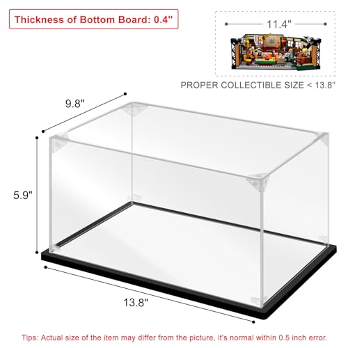 Innovny Acrylic Display Case for Collectibles & Lego 21319 Building Kits - Clear Case for Action Figures & Car Model Toys (Black, 13.8*9.8*5.9 inch) - size: 13.8*9.8*5.9 inch