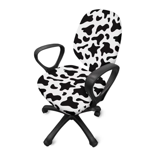 Cow Print Office Chair Covers Stretchable Office Chair Seat Cover 2 Piece Washable Gaming Chair Cover Universal Fit Most Wheelchairs,Computer Chairs,Gaming Chairs - color: Cow Print