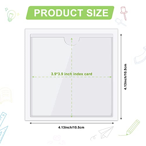 30 Pack Self-Adhesive Index Card Pockets with Top Open for Loading - Ideal Index Card Holder for Organizing and Protecting - Crystal Clear Plastic (4.13 x 4.13 Inches) - size: 4.13 x 4.13 Inches