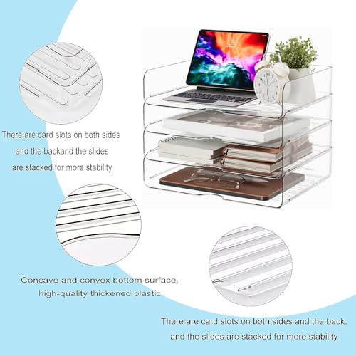 DCA Large Capacity Desk Organizer, 4 Tier Paper Organizer, File Organizer for Desk, Stackable Paper Tray for Office, Home and School - size: Wide 13in