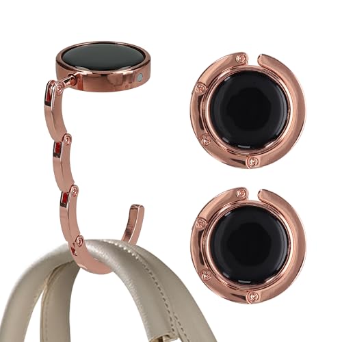 kwmobile Purse Hook for Table - Set of 2 Purse Holder - Folding Handbag Hanger - Portable Bag Holder - Bag Hooks for Desk - Table Hook Rose Gold - color: Rose Gold