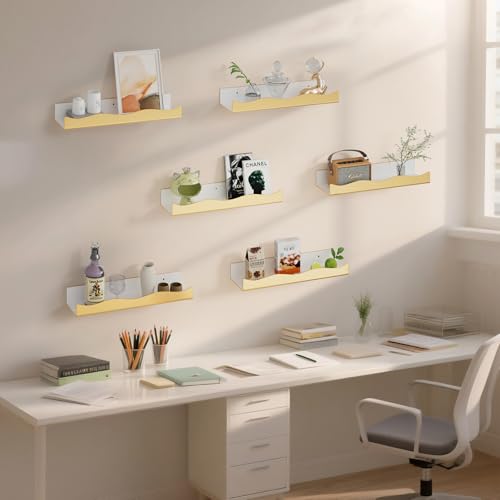 Gold Mirror Acrylic Wall Shelf 15 Inch Glam Floating Shelf for Wall Decor Plants Books Records Spicy Display Luxury Shelf for Bathroom Living Room Kitchen - color: Gold