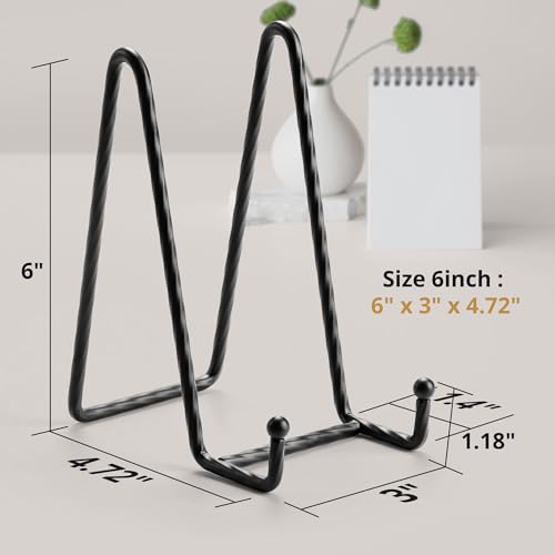 3 Pack 6inch Picture Stands for Display, Black Metal Plate Stands for Display - Decorative Plate Stand, Plate Holder Display Stand, Picture Frame Stand - Plate Display Stands for Picture Stand - color: Black, size: 6 inch(3 pack)