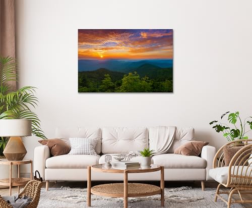 SKASNFAI Smoky Mountain Wall Art Nature Forest Pictures Wall Decor for Living Room Landscape Prints Framed Poster for Bedroom Office Ready to Hang 24X36 Inch - color: Mountain 04, size: 24"L x 36"W