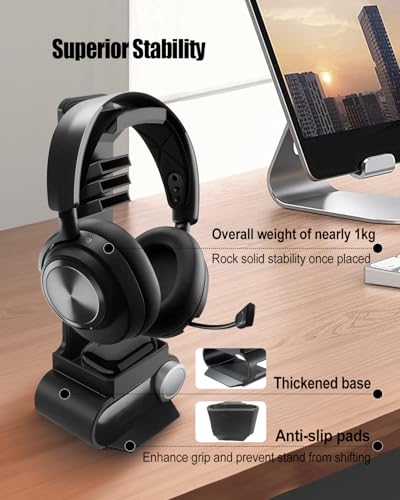 Headphone Stand Desktop Headset Holder Compatible with SteelSeries Arctis Nova Pro Wireless Headsets with Dock for Wireless Base Station - size: Small Storage Area