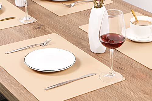 Wipeable Placemats Leather Table Mats Waterproof Heat-Resistant Easy to Clean for Dining Table Set Kitchen Table (2, Buff) - color: Buff, size: set of 2