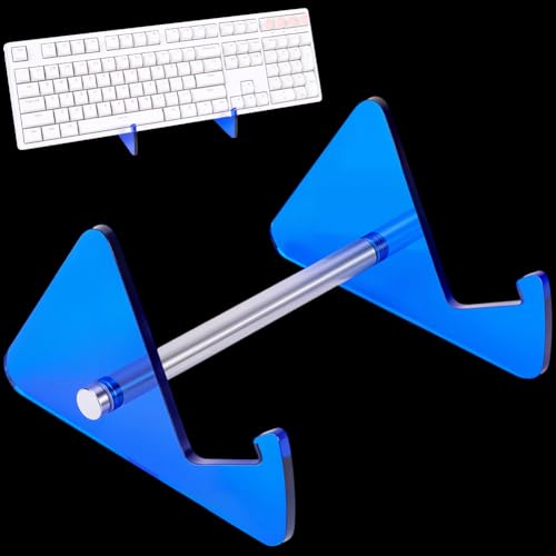 CRASPIRE Keyboard Holder Shelf Keyboard Display Stand Blue Acrylic Iron Portable Removable Mechanical Computer Collection Storage Desktop Tray Rack for Computers Tablet Home Office Study Supplies - color: Blue