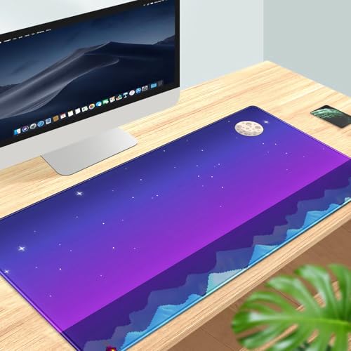 Purple Large Gaming Mouse Pad Extended Kawaii Cute Desk Mat Pad Anime Mousepad XXL Night Keyboard Pad Computer Laptop Mouse Mat Office Desktop Decor Pad 31.5x15.7 in - color: Purple Pixel Art