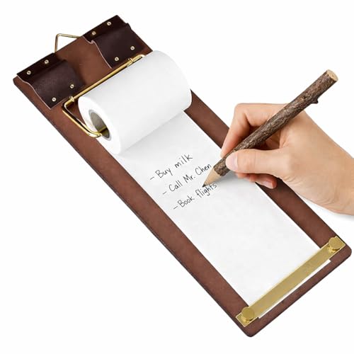 Vintage Wall Mounted Memo Board with 1 White Paper Roll – Retro Clipboard Notepad, Tearable Writing Pad for Notes, Menu, Café, Kitchen and Home Office Decor - style: White Board + 1 Roll