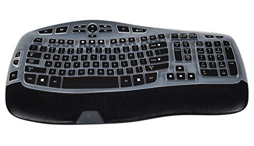 CaseBuy Keyboard Cover Compatible with Logitech K350 MK550 MK570 Wireless Wave Keyboard Accessories, K350 MK550 Keyboard Silicon Protector Skin, Black - color: Black