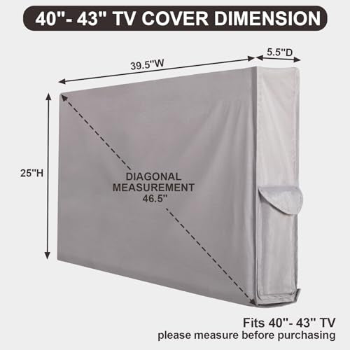 PureFit Outdoor TV Cover 43 inch Weatherproof Waterproof Outside TV Covers 40-43 inch TV Protector Enclosure for Flat Screen TVs, Fits up to 39.5"W x 25"H x 5.5"D, Grey - color: Grey, size: 40-43 Inches