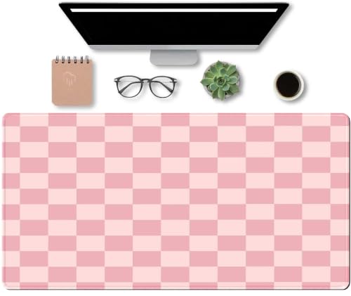 Large Pink Mouse Pads for Desk, XXL Checkered Pattern Mouse Pad, Square Premium Texture Computer Cute Mousepad for Office Work Home,Non-Slip Rubber Gaming Mouse Pads Modern Aesthetic - color: B3