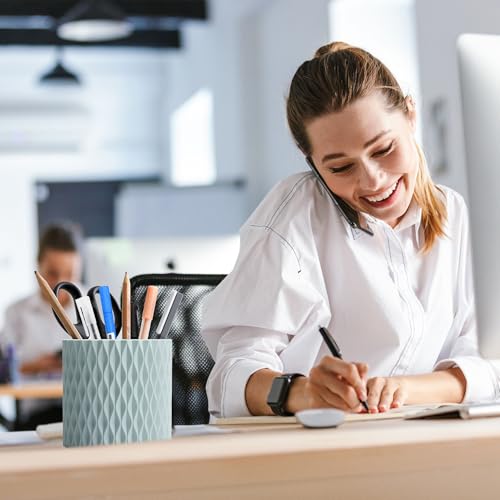 Pencil Holder - 360° Rotation, 5 Slot Desk Supplies For Women Office Aesthetic. Pen Holder For Office&School, Desk Accessories(Blue) - color: blue