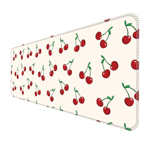 Large Gaming Mouse Pad, Full Keyboard Mat, Long Laptop Mousepad, Computer Mouse Mat for Home and Office, Anti-Slip Rubber Base, 31.5 x 11.5 Inches (Cute Cherry) - color: Cute Cherry