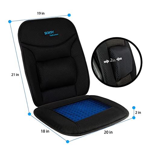 Sojoy Truck Seat Cushion with Firm Lumbar Support,Gel Seat Pad with Upper Lower Back Support Pillow for Office,Car,Truck, Pain Relief Coccyx Seat Cushion