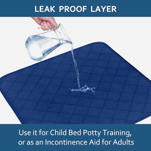 Waterproof Chair Pads for Incontinence 22" x 21", 2 Pack Non Slip Absorbent Wheelchair Reusable Seat Protector, Washable Seat Covers for Chairs, Navy - color: Navy, size: 22x21 Inch
