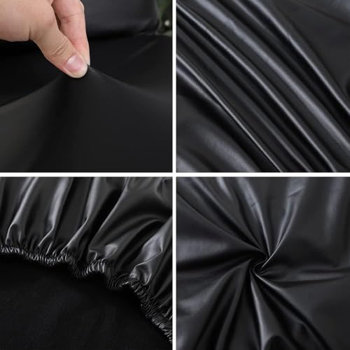 Shukii Waterproof Office Chair Cover with Arms Cover PU Leather Computer Desk Seat Covers Stretchable Chair Slipcover Universal for Rotating Boss Chair Meeting Room - color: Black, size: Large