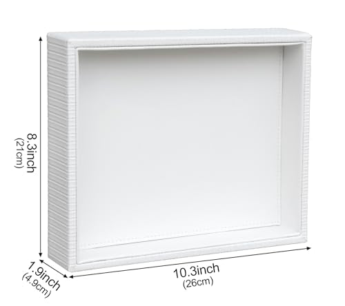 HofferRuffer Faux Leather Vanity Tray, Elegant Desktop Storage Organizer, Decorative Catchall for Perfume, Bathroom Valet, Nightstand or Dresser, 10.2 x 8.4 x 1.8 inches (White Stripe) - color: White Stripe, size: 10.2" x 8.4" x 1.8"