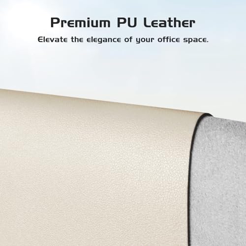 Aothia Leather Desk Pad Protector, Office Desk Mat, Large Mouse Pad, Laptop Desk Pad, Non-Slip PU Leather Desk Blotter, Waterproof Desk Writing Pad for Office and Home (Beige, 47" x 24") - color: Beige, size: 47" x 24"