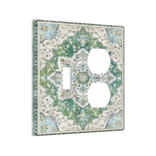 Sage Green Boho Vintage Floral Wallplates 1 Toggle 1 Duplex Switch Plate Electrical GFCI Faceplate Decorative Light Switch Covers for Bedroom Living Room Decor - color: Sage Green Boho Vintage Floral, size: 1 Toggle 1 Duplex / 4.6 X 4.5 IN