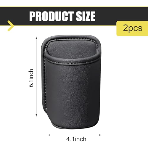 WZP 2PCS Large Car Door Cup Holders, Clip On Vehicle Seat Side Hanging Cup Holder, Waterproof Scratch-Resistant Leather Beverage Holder, Multifunctional Storage for Water Bottle Mobile Phone Change