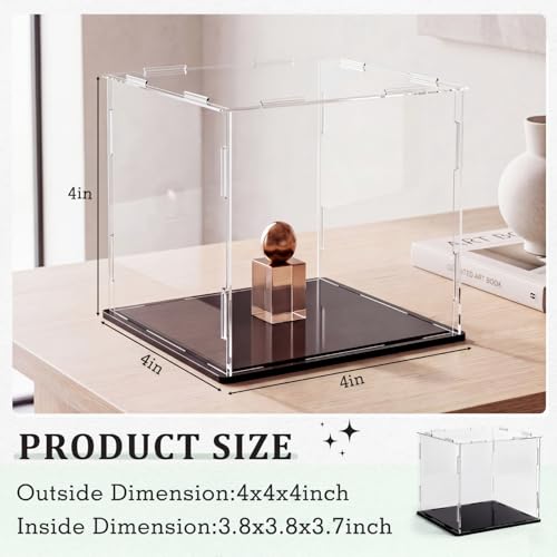Yungyan 1 Pack Clear Self-Assembly Acrylic Display Case Transparent Dust Proof Protection Showcase for Figurine Collectibles Basketball Soccer Football Helmet (4 x 4 x 4 Inch) - size: 4 x 4 x 4 Inch