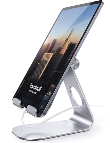 Lamicall S1 Tablet Stand, Adjustable Tablet Holder - Desktop Stand Dock Holder for 4-13" Tablet, iPad Pro 11, 9.7, 10.5, 12.9 Air Mini, Kindle, Tab, Switch, Viral Podcast Video Office Desk Accessories - color: 1-Silver