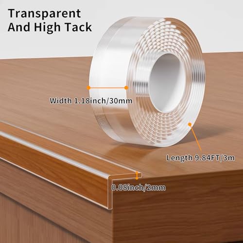 1.18 in x 9.84 FT,Clear Edge Protector Strip Sharp Edge Wrap Cover Tape, Self Adhesive Protective Bumper Guards for Cabinet Door Desk Glass Table Bed Furniture, Kitchen Countertop, Waterproof - size: 1.18in x 9.84FT