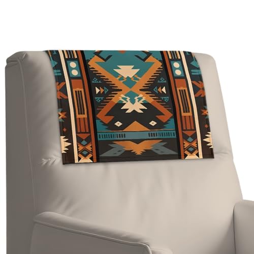 Aztec Brown Print Recliner Headrest Protector, Non-Slip Leather Headrest Covers, Waterproof Leather Covers for Living Room, Easy to Install, Home Decor, 2 Packs - color: Aztec Brown Print
