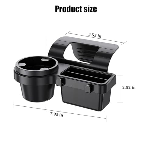 Car Window Organizer, Vehicle Side Door Storage Rack with 2.79 Inch Water Cup Phone Holder & Charging Port, Multifunctional Automotive Interior Organizer Accessories, Universal Fit