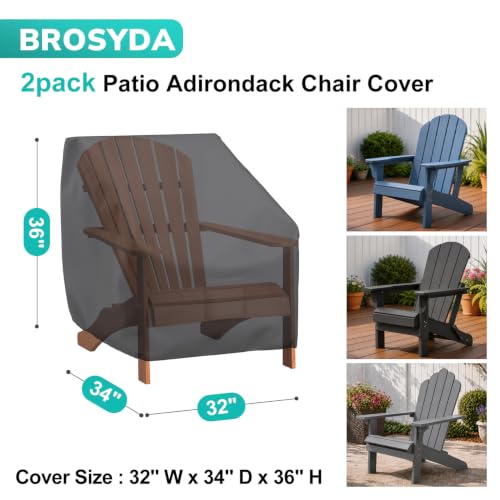 Adirondack Chair Covers for Outdoor Furniture Waterproof 2 Pack, Lawn Outdoor Chair Covers Heavy Duty Oxford Cloth, Large Covers for Lounge Lawn Deep Seat 32" W x 34" D x 36" H, Black - color: Black, size: 32" W x 34" D x 36" H