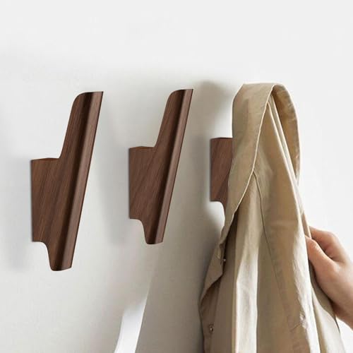 Wood Wall Hooks 4 Pack Coat Hooks Wall Mount Walnut Wooden Hooks for Hanging Hat, Bag, Backpack, Rustic Coat Hooks for Wall, Wood Towel Hooks for Bathrooms and Entryway Hooks (Walnut, Dark) - color: Walnut, Dark
