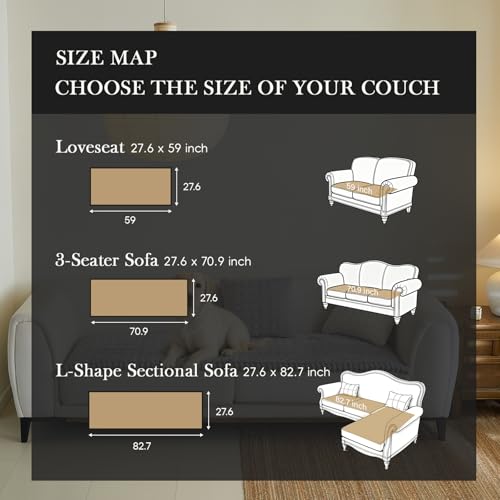 Circular Grid Couch Cover for Dogs Washable - Non Slip Thick Soft Pet Sofa Protector for 3 Cushion Couch Large Silicone Particles Furniture Mat for Cats Sectional Slipcovers - color: Cg-light Gray, size: 27.6" x 59"