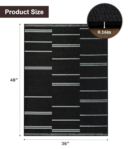 chakme Office Chair Mat for Hardwood Floor, 48"x36" Easy Glide Computer Desk Mat Protector for Rolling Chair Under Desk Rug Nonslip Backing, Machine Wash, (Stripes) - color: Black White Stripes, size: 36"x48"