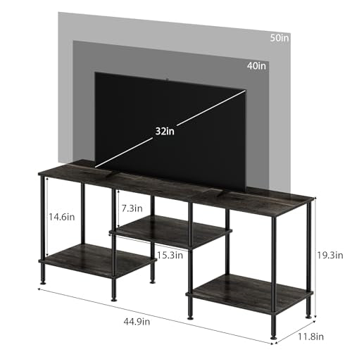 50 Inch TV Stand for Living Room Small Entertainment Center with Open Storage Shelves,3 Tier Bedroom TV Console Table for 50 43 40 32 inch TV, Dark Grey - color: Dark Grey