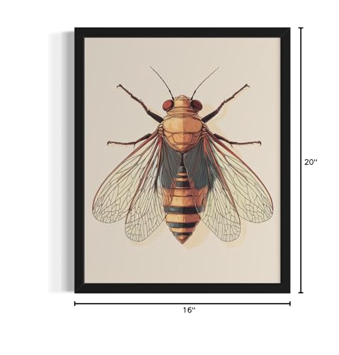 Cicada Wall Art Print Poster, Insect Posters Prints Enntomological Painting Artwork 221 (Cicada, 20" L x 16" W, Unframed) - color: Cicada, size: 20"L x 16"W