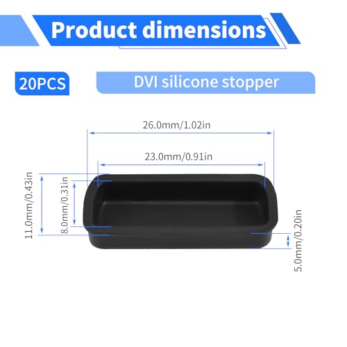DVI Plug Protective Cover 20 Pcs Anti-Dust Protector Caps, Plug Protector Caps for DVI Female Ports and Computers Black Silica Gel - color: Black, size: DVI