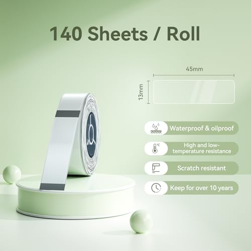 NIIMBOT Plant Labels 13×45mm (0.51'' x 1.77''), for N1(B18) Label Maker, Suitable for Outdoor Indoor Plant Potted Tag, PET Material, Long Storage, Waterproof and High-Temperature Resistance, Clear - color: 0.51''×1.77''-clear Gardening