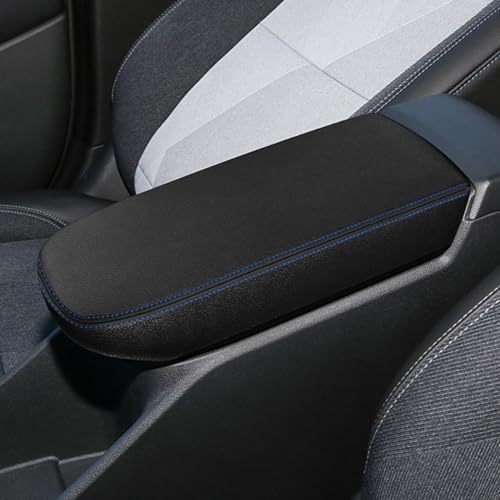 Console Cover for 2024 2025 2026 Chevrolet Trax (LS/1RS/LT/2RS/ACTIV) Leather Center ArmRest Box Cover Pad 2024 2025 2026 Chevy Trax Accessories Protector Cushion (Blue Stitches) - color: blue