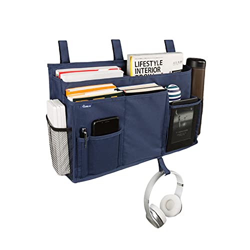 Surblue Caddy Hanging Organizer Bedside Storage Bag for Bunk and Hospital Beds, Blue, L - color: Blue, size: Large