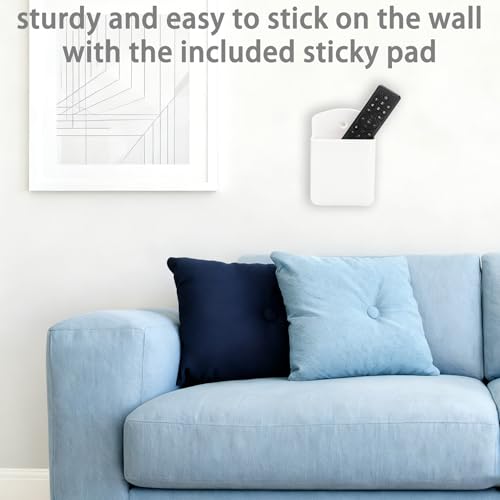 Pack of 4 Self Adhesive TV Air Conditioner Remote Control Holder Wall Mount Storage Box Organizer - color: White, size: 4 Pack