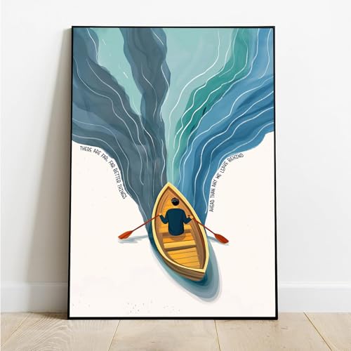 Rowboat Canvas Wall Art Mental Health Quote Posters Daily Affirmation Positive Print Painting, Uplifting Motivational Quotes Poster Inspirational Wall Decor Picture 12x16in Black Framed - color: Rowboat Framed, size: 12"L x 16"W