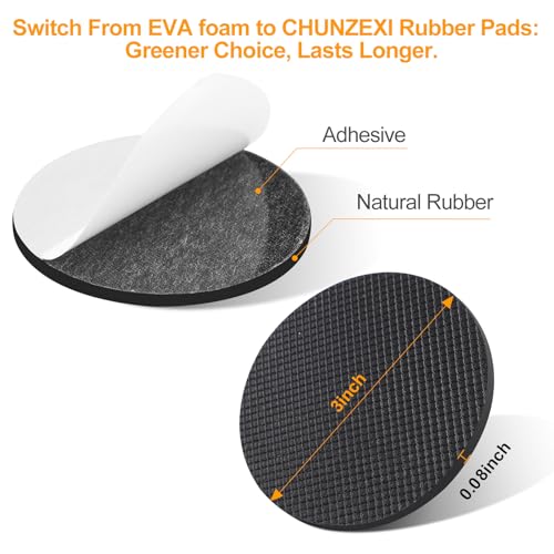 CHUNZEXI Non Slip Rubber Furniture Pads & Grippers, Self Adhesive Round Floor Protectors for Chair & Table Legs and Feet, 3 Inch, 12 Pack, Round - size: 3 inch 12 Round