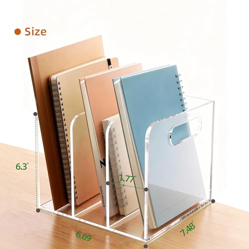 Acrylic Magazine File Holder, 3 Vertical Compartments Desk Document Sorter Organizer, Clear Folder Rack Binder for Office/Documents/Classroom, for Home, Tablet, Magazines, Books & Accessories - size: B5, 3 Sections