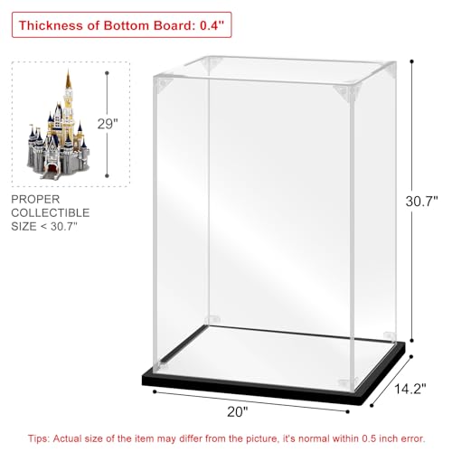 Acrylic Display Case for Collectibles Assemble Acrylic Display Box for Lego 71040 Castle Model Toys Clear Acrylic Case for Display Trophy Bearbrick Figures(Black,20.1*14.2*30.7 inch) - size: 20.1*14.2*30.7 inch