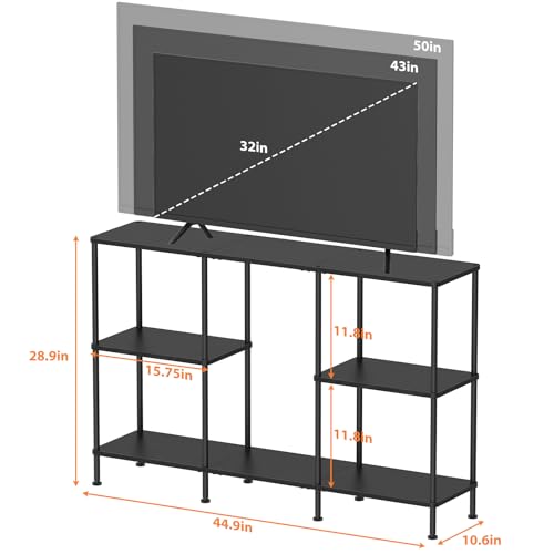 TV Stands for Living Room, Black TV Stand for 50 Inch TV, Tall Entertainment Center with 3 Tier Open Storage,TV Console Table for Bedroom, Media Cabinet with Shelves for 50 43 40 32 Inch TV, Black - color: Black