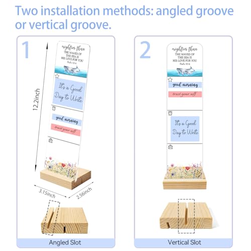Sticky Note Holder Acrylic Monitor Memo Board Desk Organizers and Accessories Desk Decor Post It Note Holder with 200Pcs Sticky Notes Psalm 93:4 Mightier Than The Waves Christian Desk Sign - color: Waves